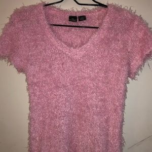 SUPER soft fuzzy pink top!!